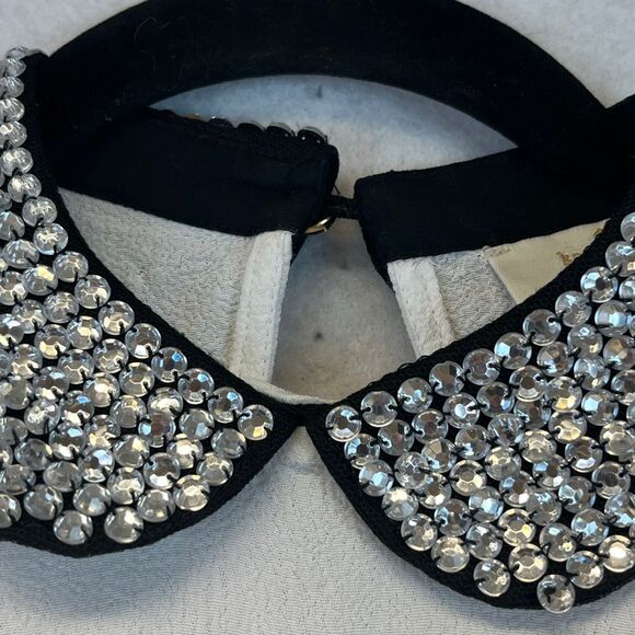 KATE SPADE Girls Top Small White Sleeveless Embellished Black Peter Pan Collar - Picture 3 of 11